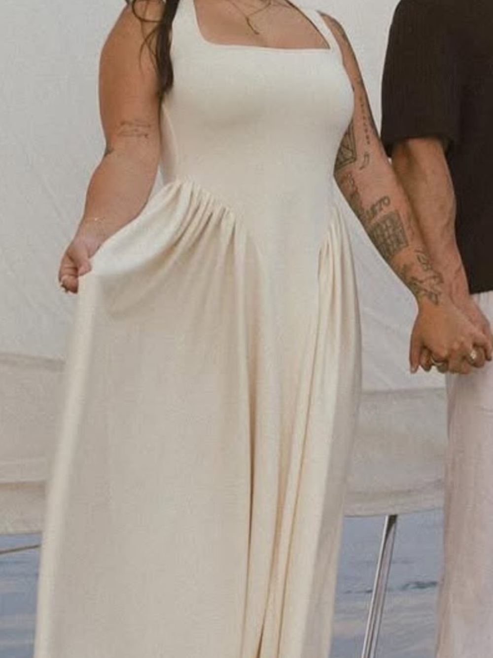 Meshki Cream Square-Neck Maxi Dress
